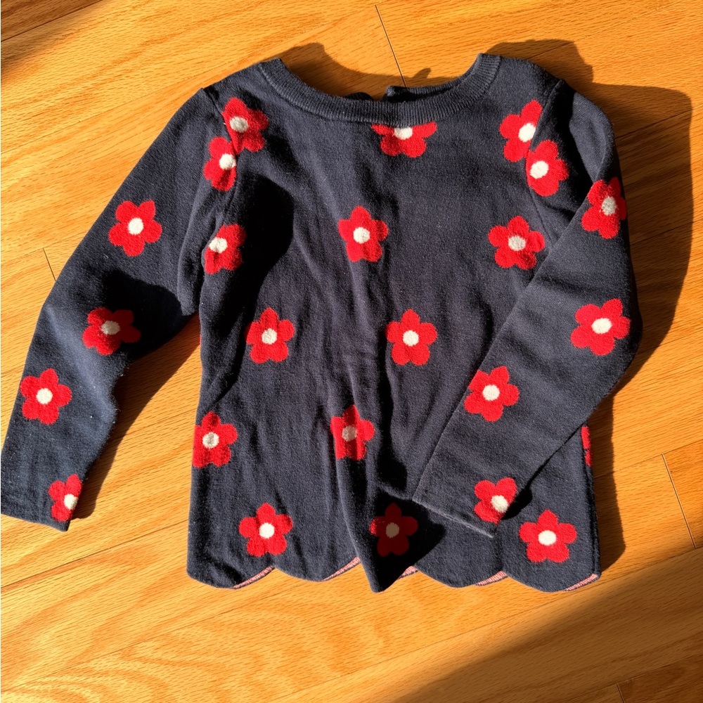 Jacadi Navy and Red Floral Sweater